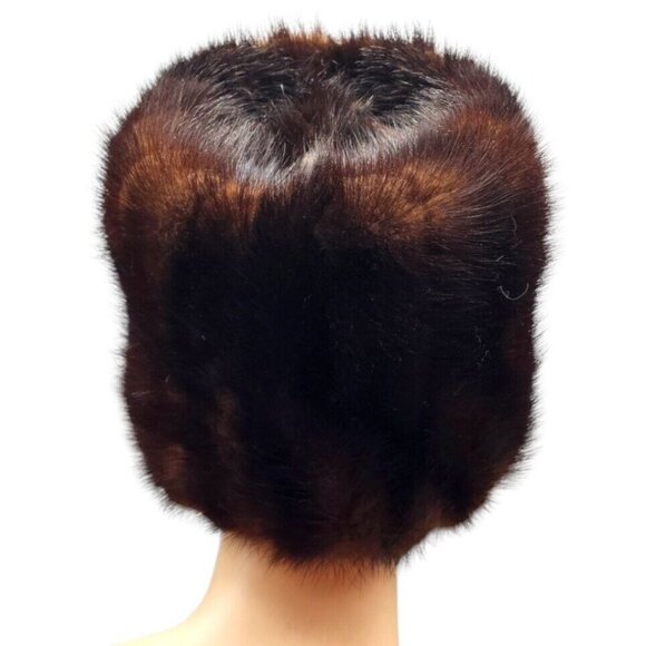Vintage 1960s Mahogany Brown Mink Fur Cloche Hat Snow Bunny Old Hollywood Style - Picture 12 of 13